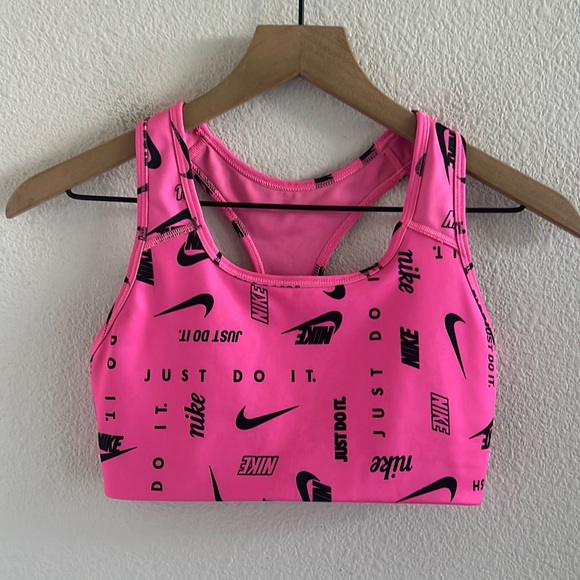 Nike Other - Nike Logo Just Do It Spellout Pink Pull On Sports Bra Unlined Medium